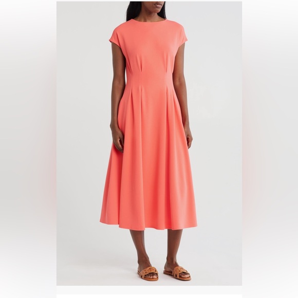 Dresses & Skirts - Pleated Waist Knit A-Line coral Dress NWT